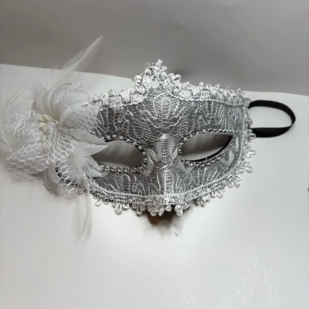 Elegant Purple Lace Masquerade Mask 2 purple and white